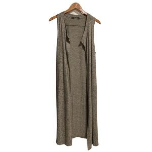 Coin‎ 1804 Long Cardigan Open Front Sleeveless Heather Gray